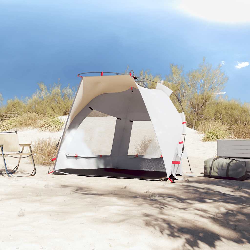 Vidaxl strandtent 2-persoons waterdichte snelontgrendeling grijs