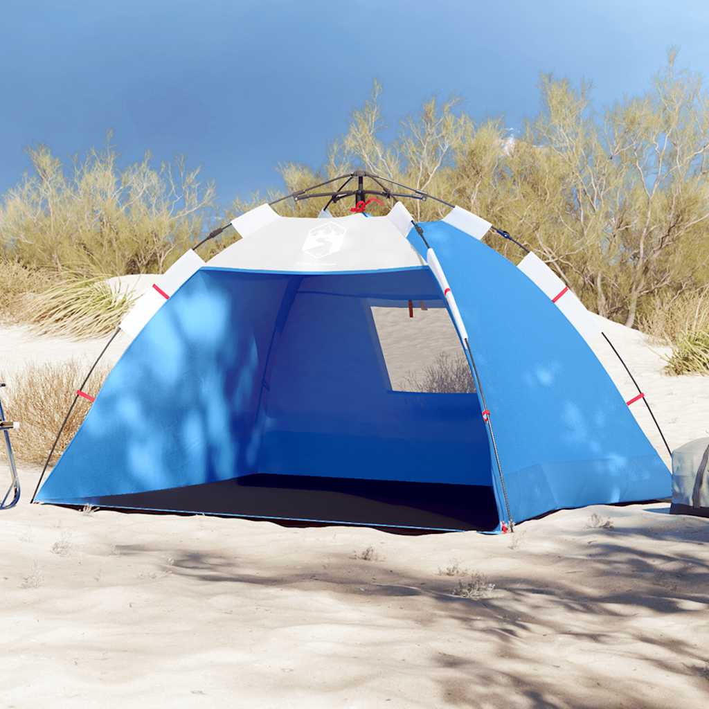 Vidaxl strandtent 2-persoons waterdichte snelontgrendeling azuurblauw