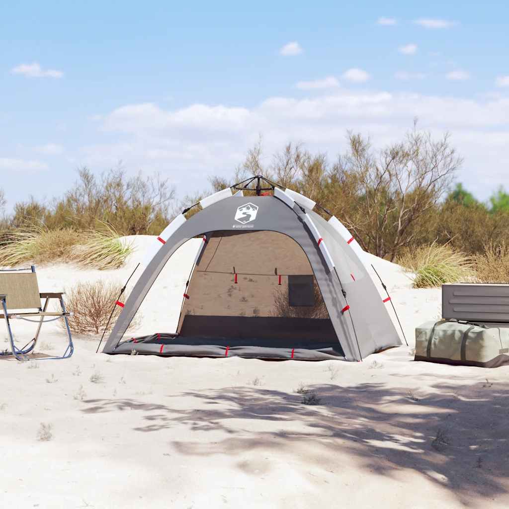 Vidaxl strandtent 2-persoons waterdichte snelontgrendeling grijs