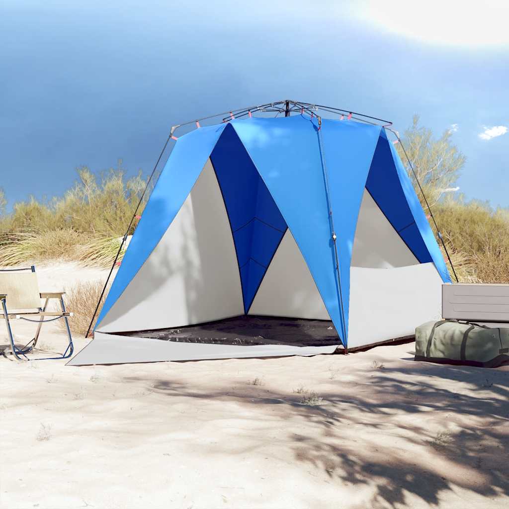 Vidaxl strandtent 4-persoons waterdichte snelontgrendeling azuurblauw