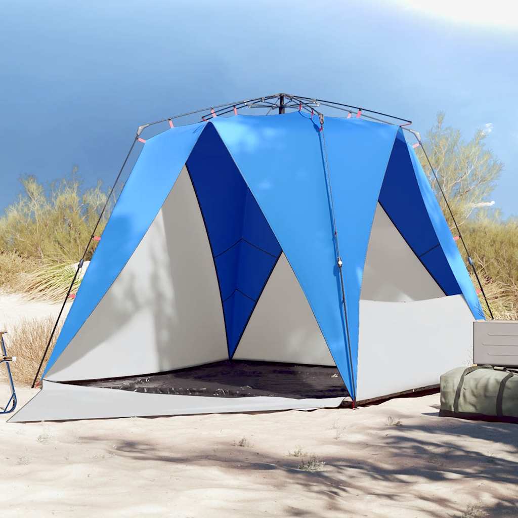 Vidaxl strandtent 4-persoons waterdichte snelontgrendeling azuurblauw
