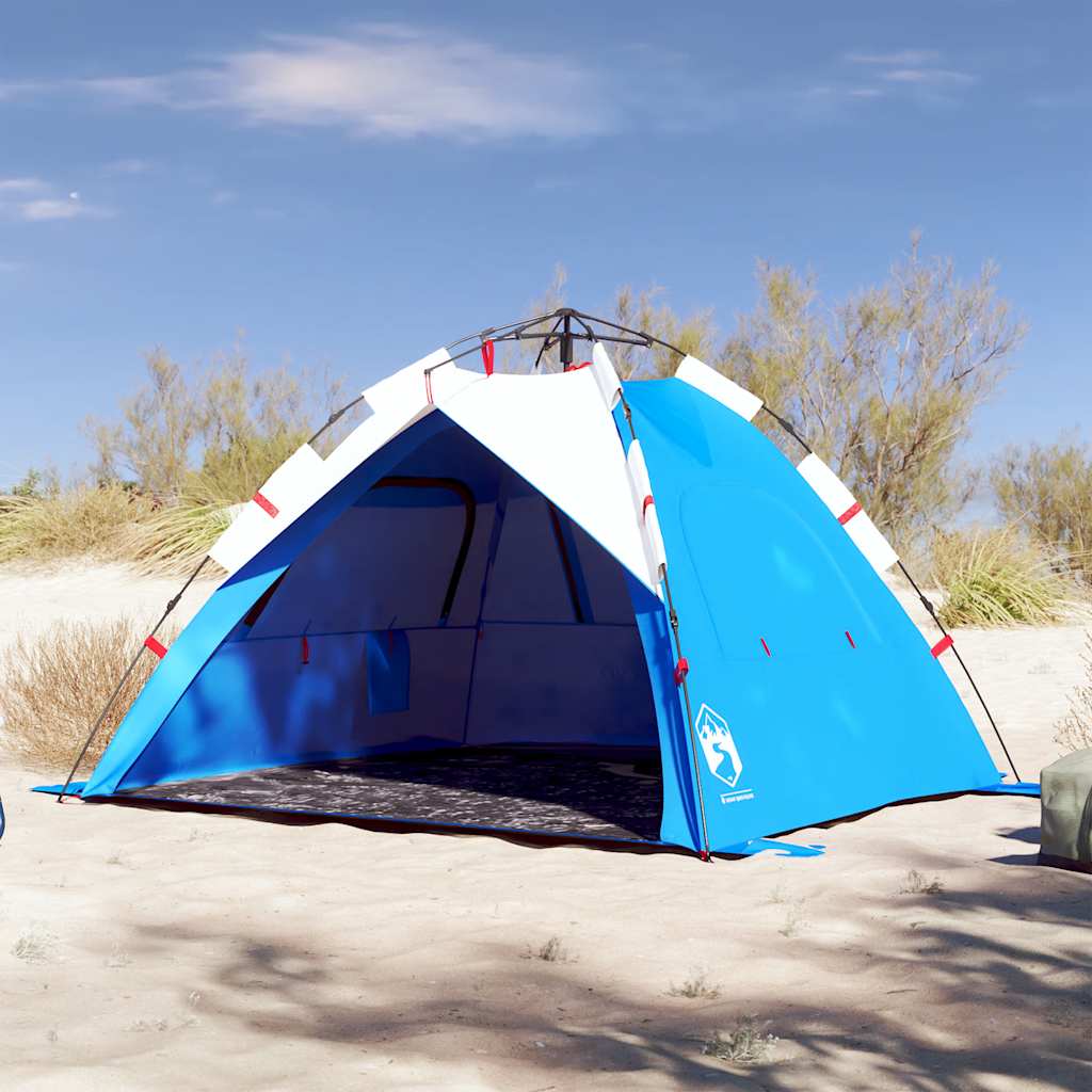 Vidaxl strandtent 3-persoons waterdichte snelontgrendeling azuurblauw