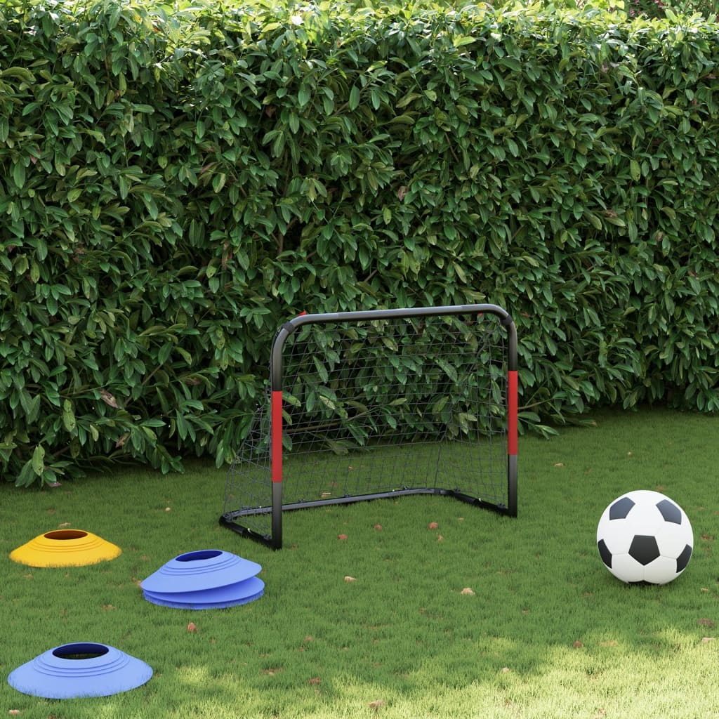 Vidaxl voetbaldoel met net 90x48x71 cm staal en rood en zwart