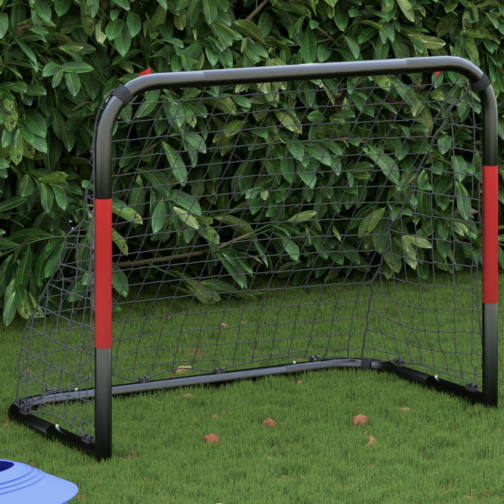 Vidaxl voetbaldoel met net 90x48x71 cm staal en rood en zwart