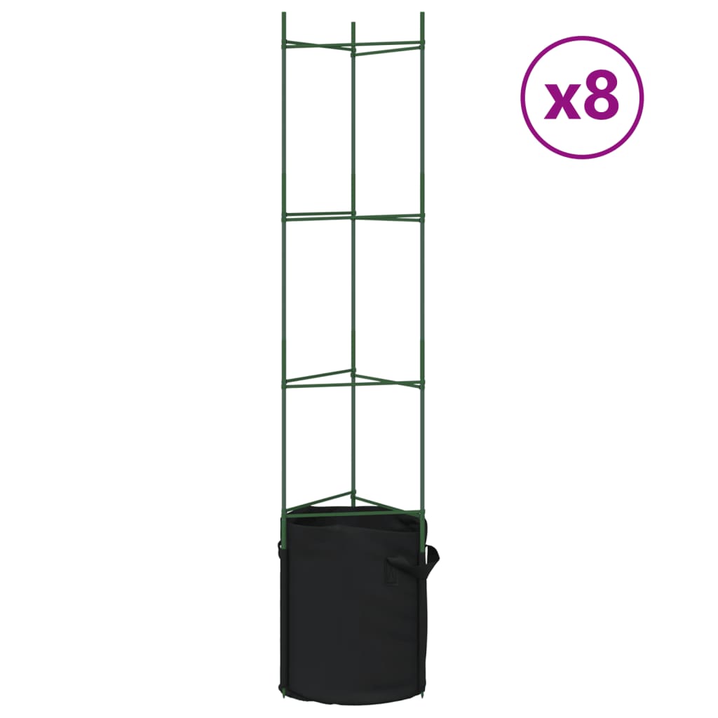 Vidaxl tomatenkooien met plantenzak 8 st 154 cm staal en polypropeen