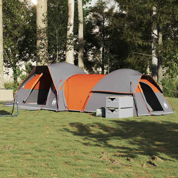 Vidaxl tent 5-persoons waterdicht grijs en oranje