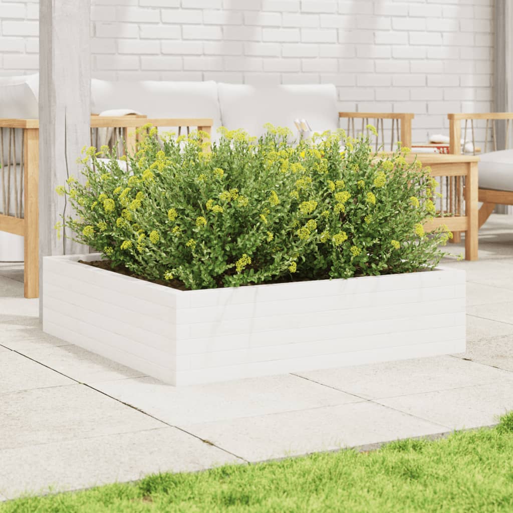Vidaxl plantenbak 90x90x23 cm massief groenhout wit