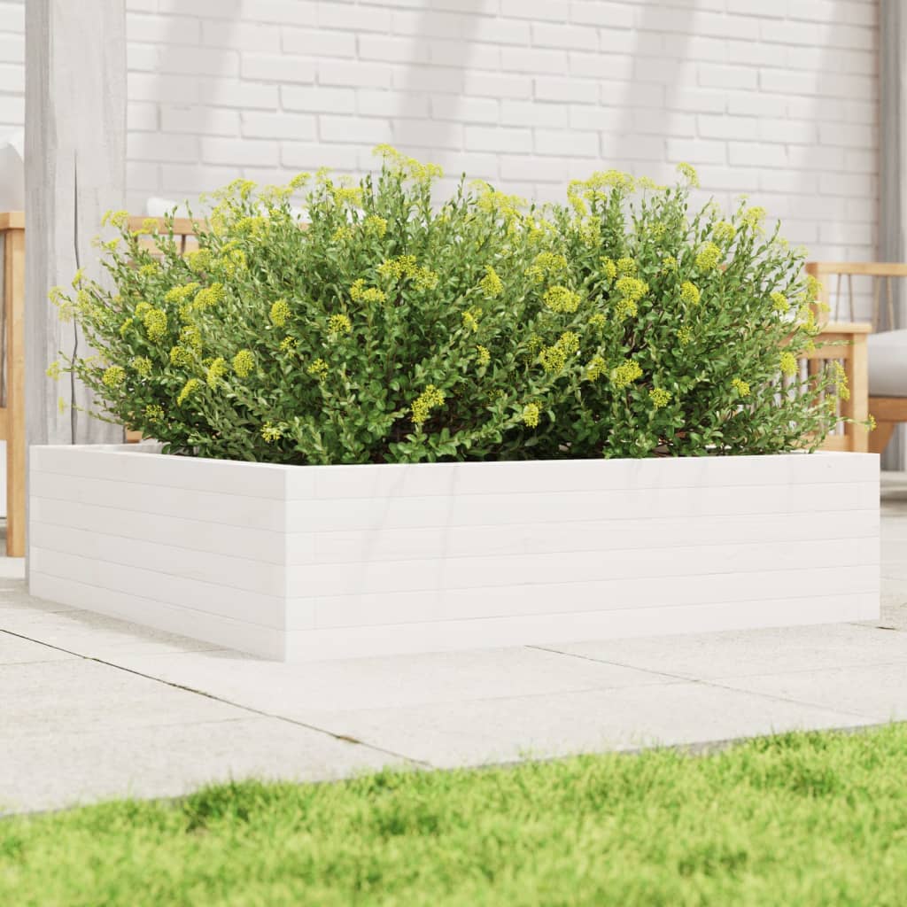 Vidaxl plantenbak 90x90x23 cm massief groenhout wit