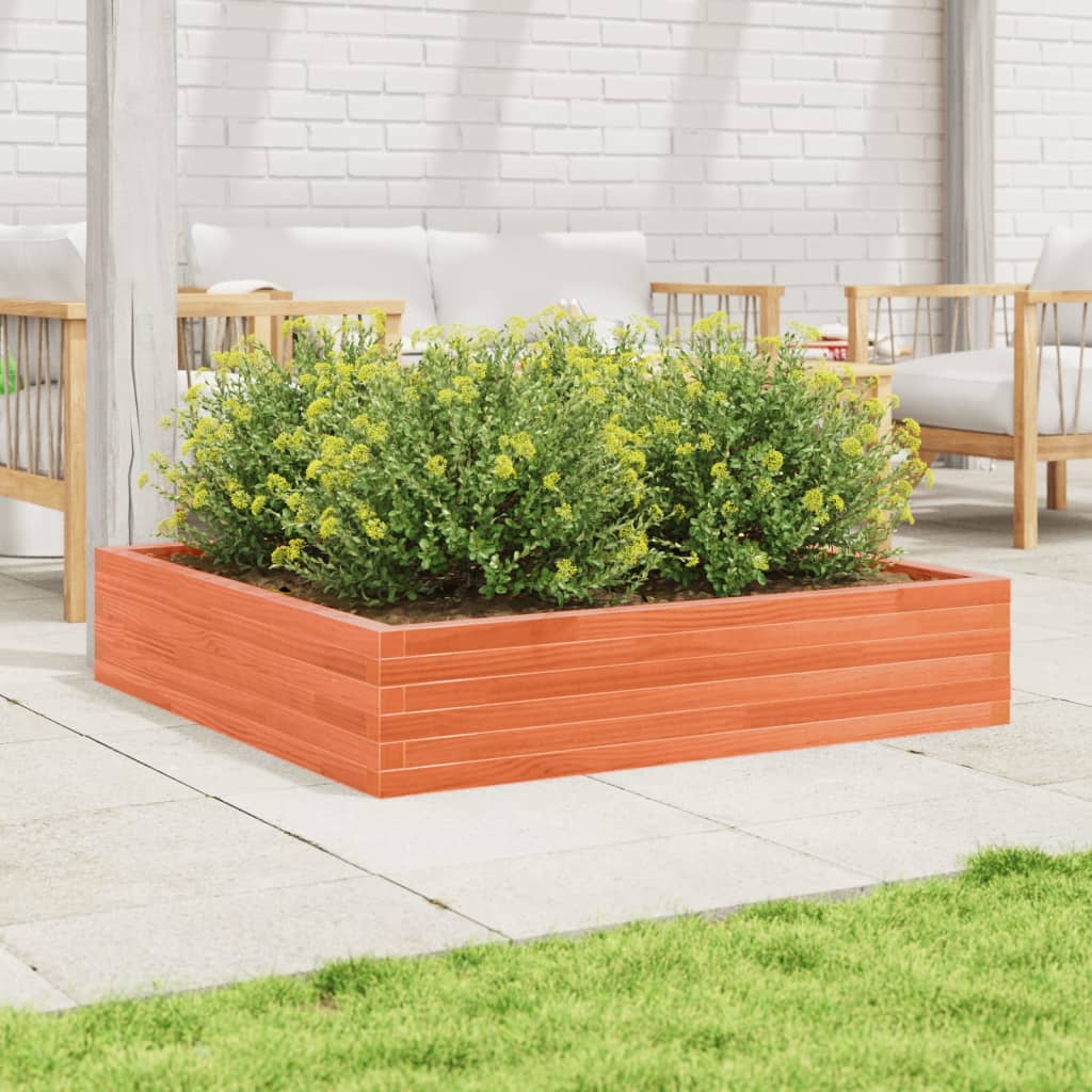 Vidaxl plantenbak 110x110x23 cm massief groenhout wasbruin