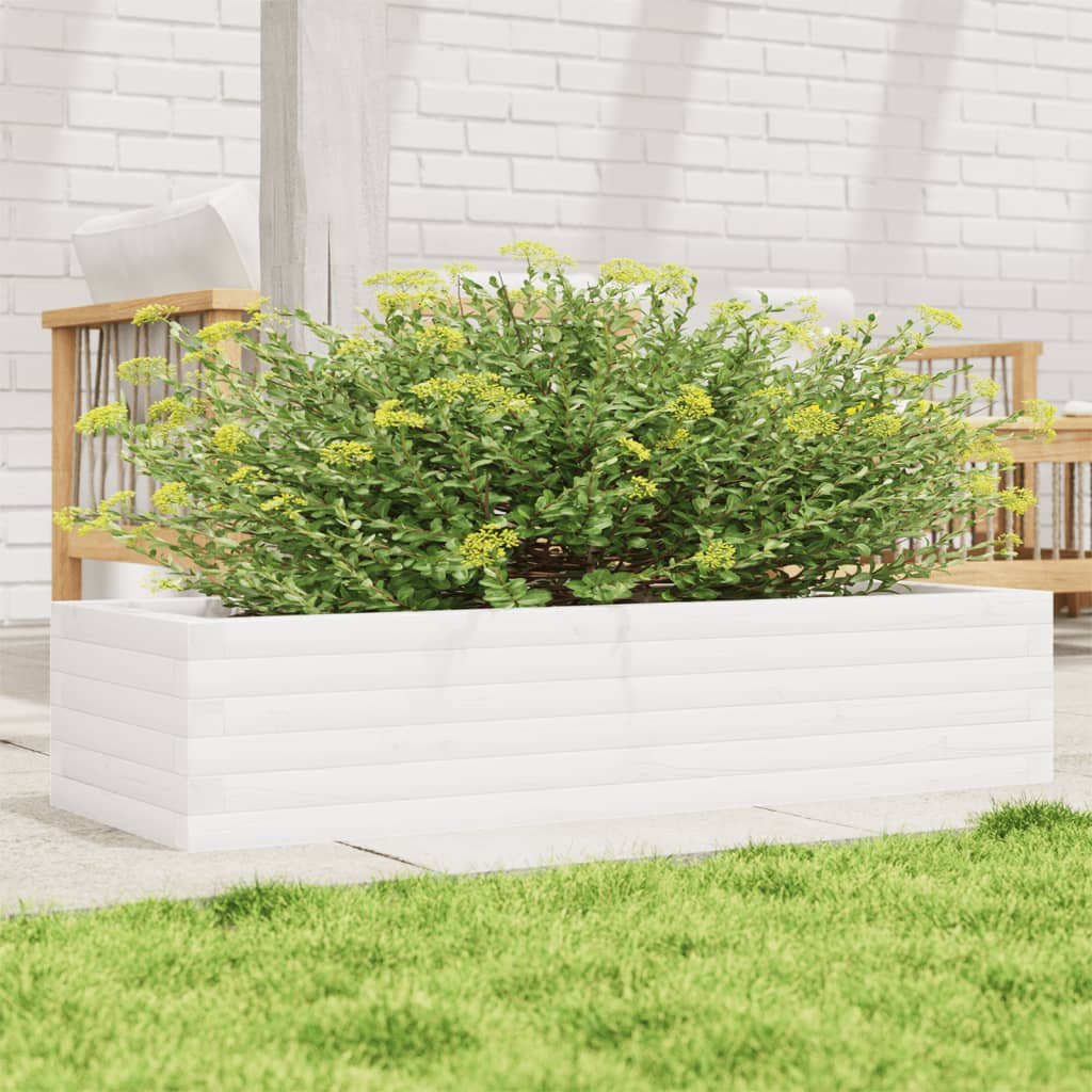 Vidaxl plantenbak 110x40x23 cm massief groenhout wit