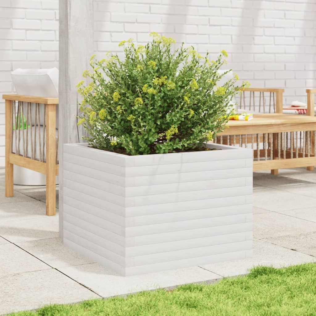 Vidaxl plantenbak 60x60x45,5 cm massief groenhout wit