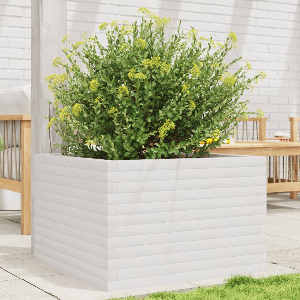 Vidaxl plantenbak 70x70x45,5 cm massief groenhout wit