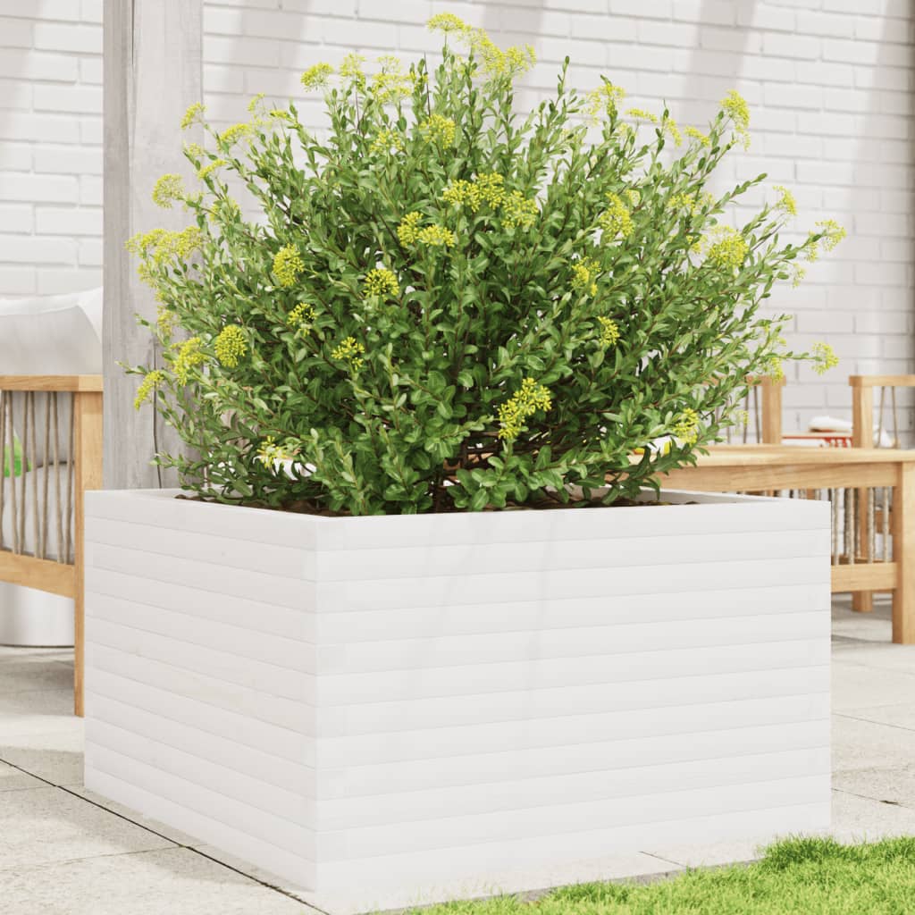 Vidaxl plantenbak 80x80x45,5 cm massief groenhout wit