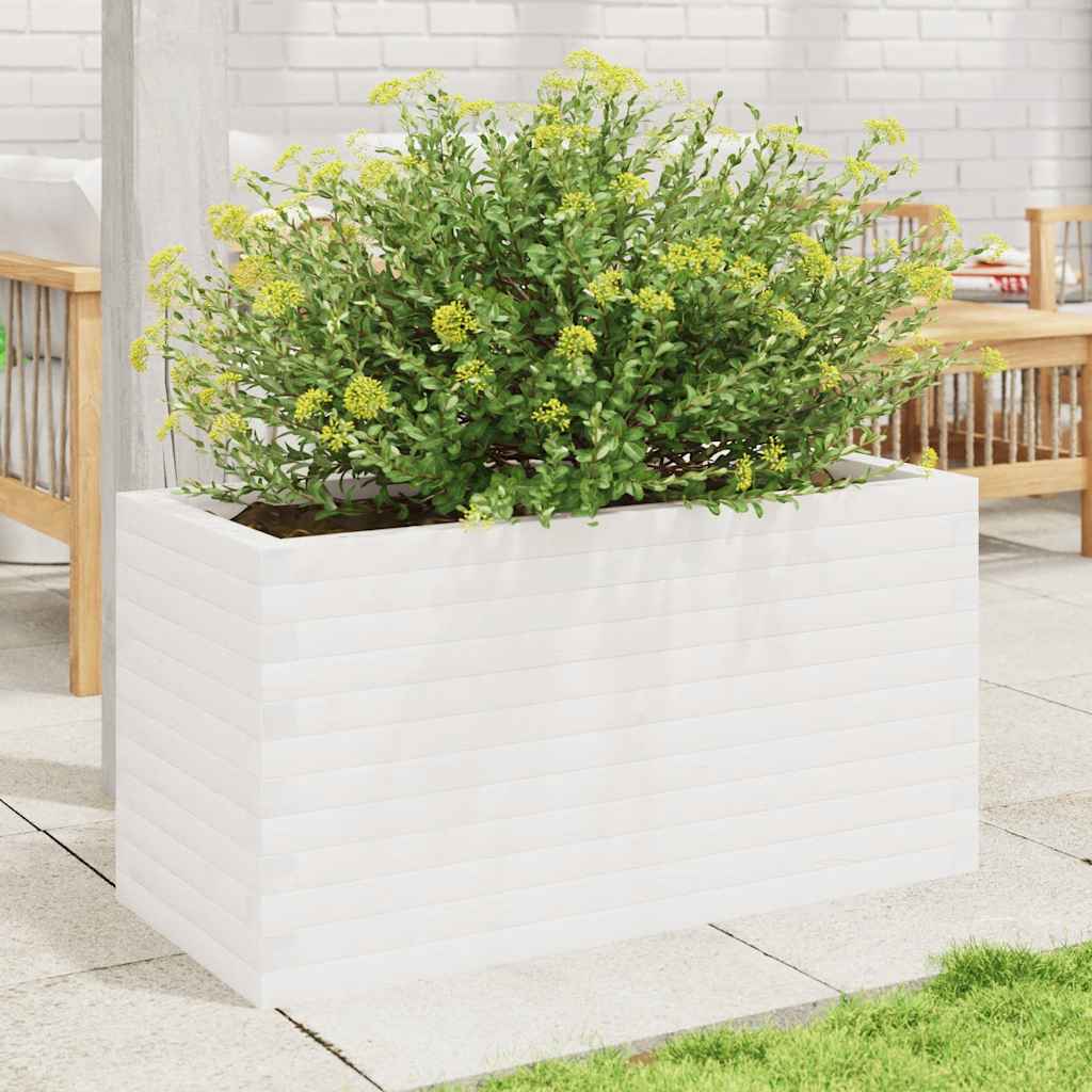 Vidaxl plantenbak 90x40x45,5 cm massief groenhout wit