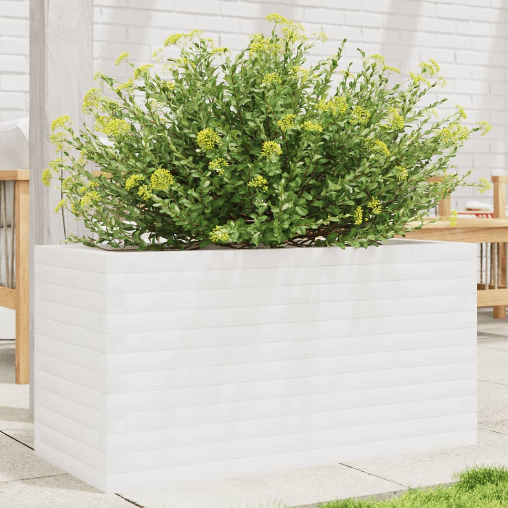 Vidaxl plantenbak 90x40x45,5 cm massief groenhout wit