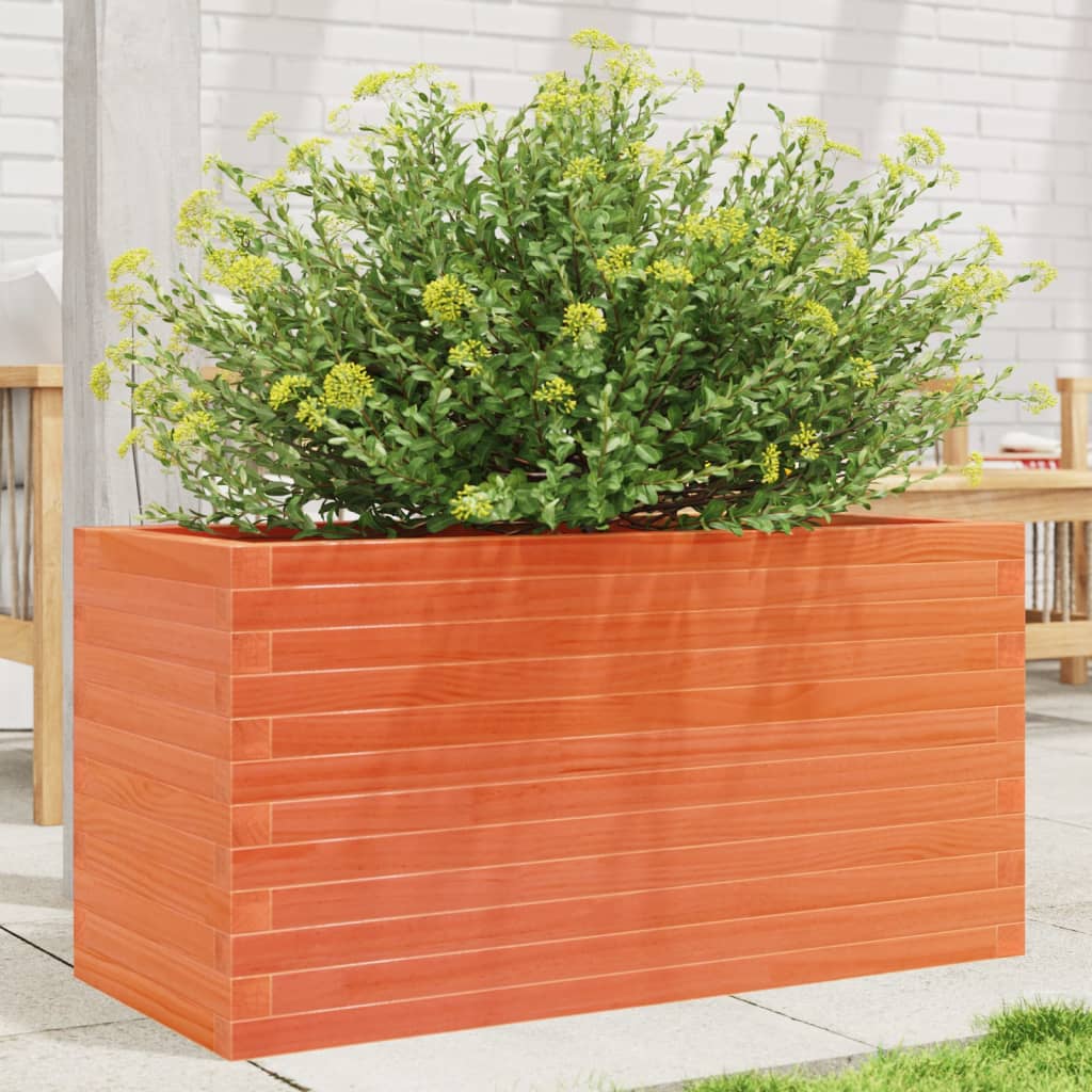 Vidaxl plantenbak 90x40x45,5 cm massief groenenhout wasbruin