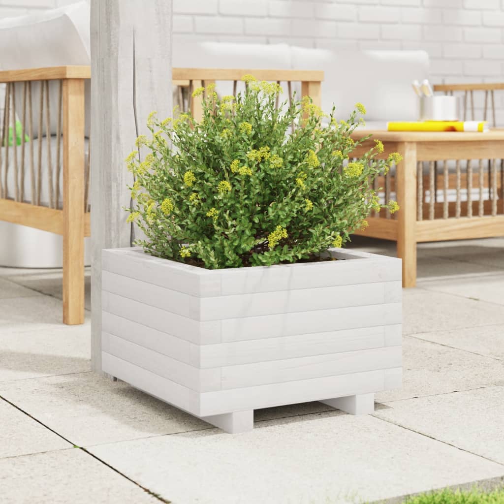 Vidaxl plantenbak 40x40x26,5 cm massief groenhout wit
