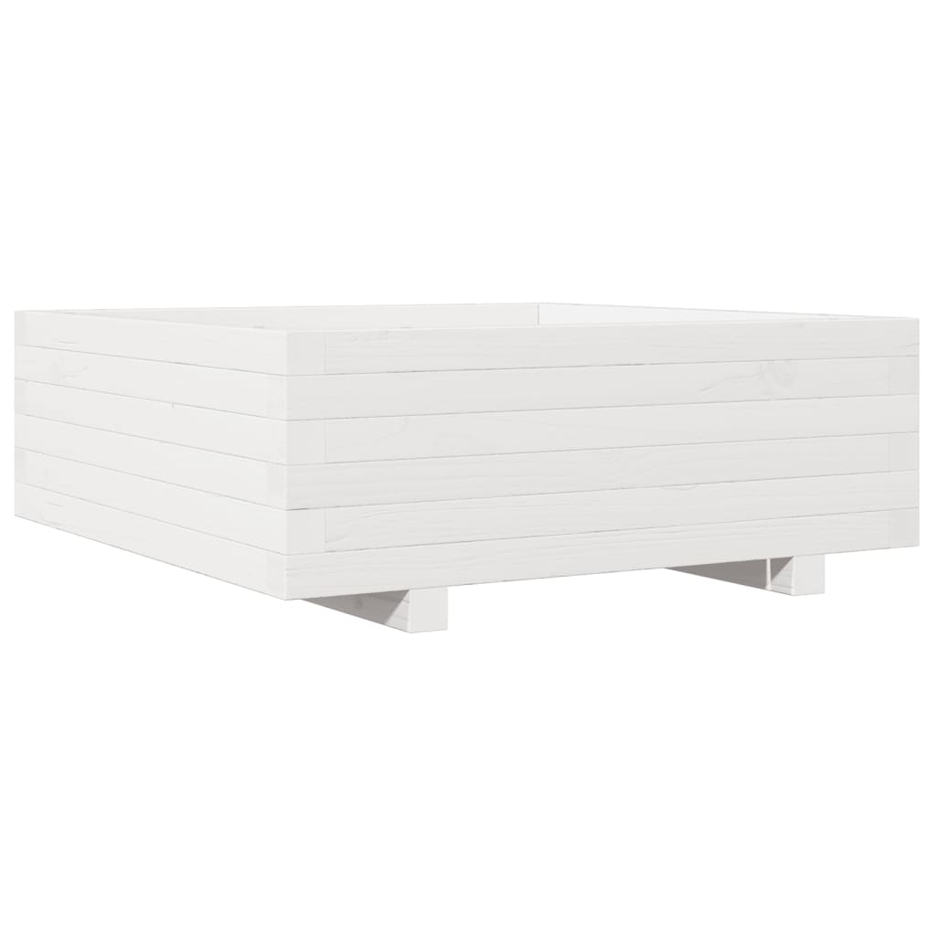 Vidaxl plantenbak 70x70x26,5 cm massief groenhout wit