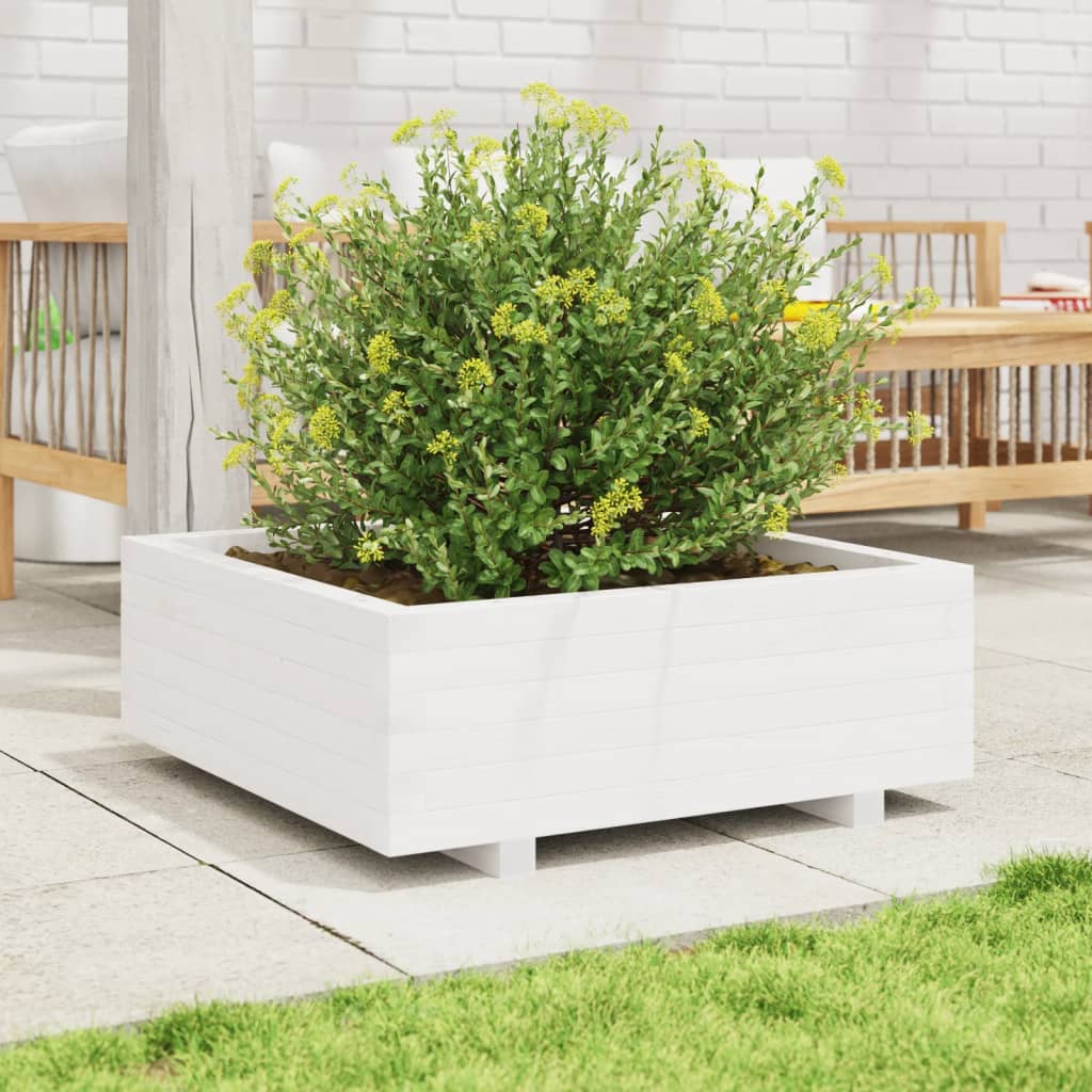 Vidaxl plantenbak 70x70x26,5 cm massief groenhout wit