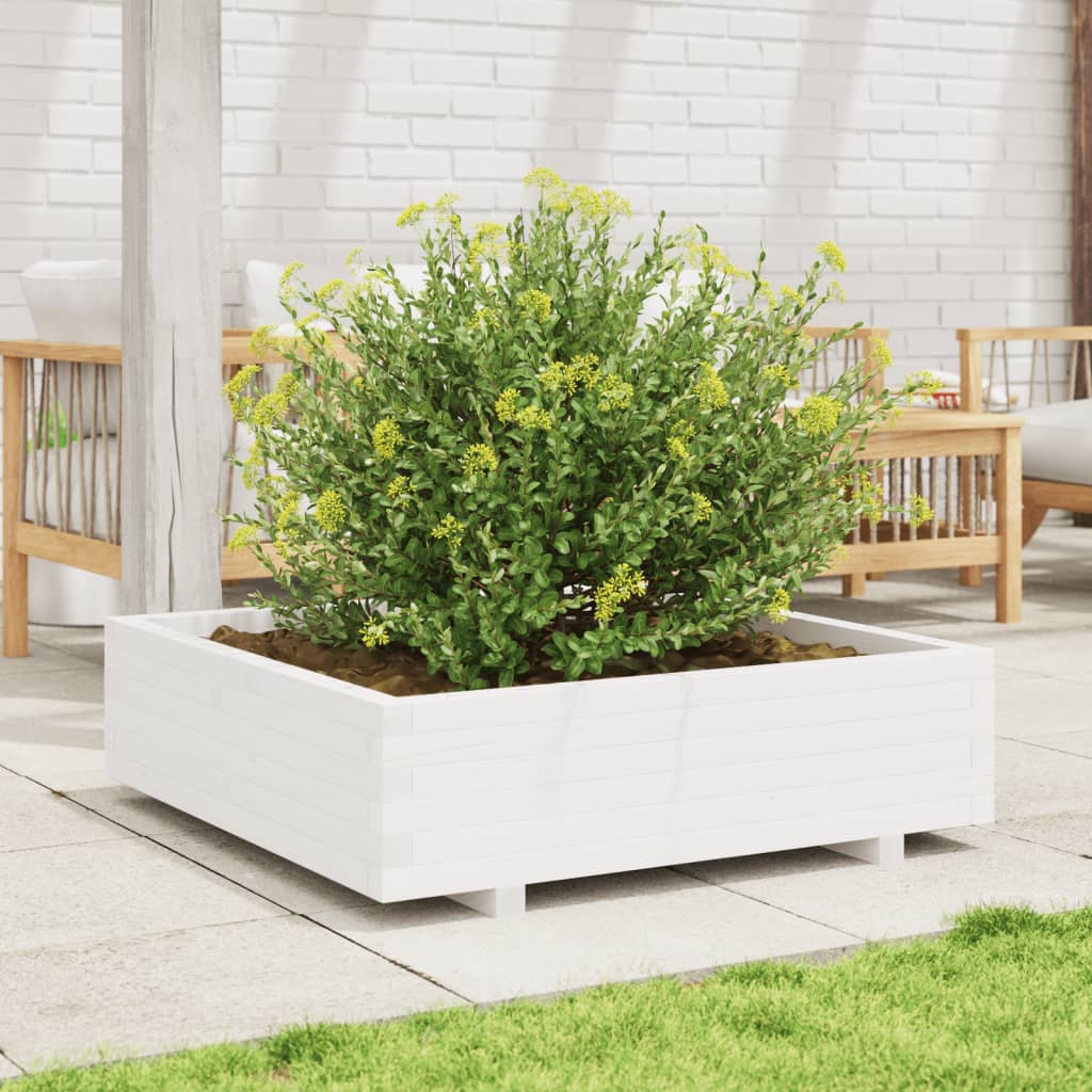 Vidaxl plantenbak 90x90x26,5 cm massief groenhout wit