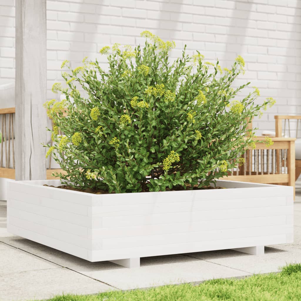 Vidaxl plantenbak 90x90x26,5 cm massief groenhout wit