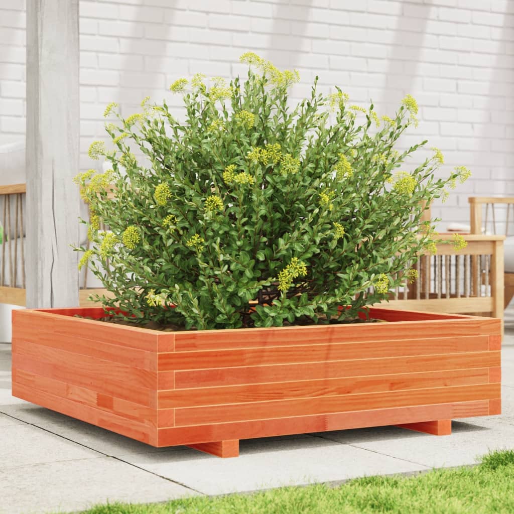 Vidaxl plantenbak 90x90x26,5 cm massief groenenhout wasbruin