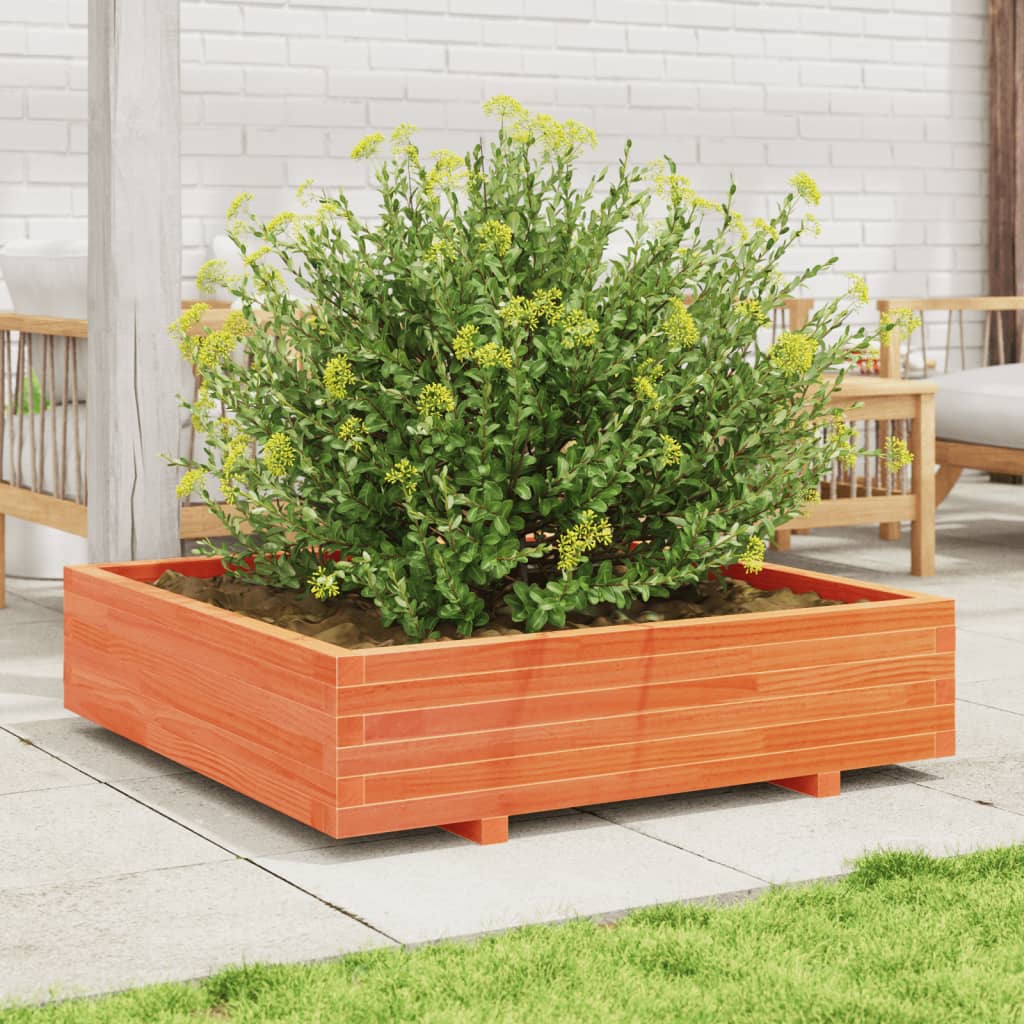 Vidaxl plantenbak 100x100x26,5 cm massief groenenhout wasbruin