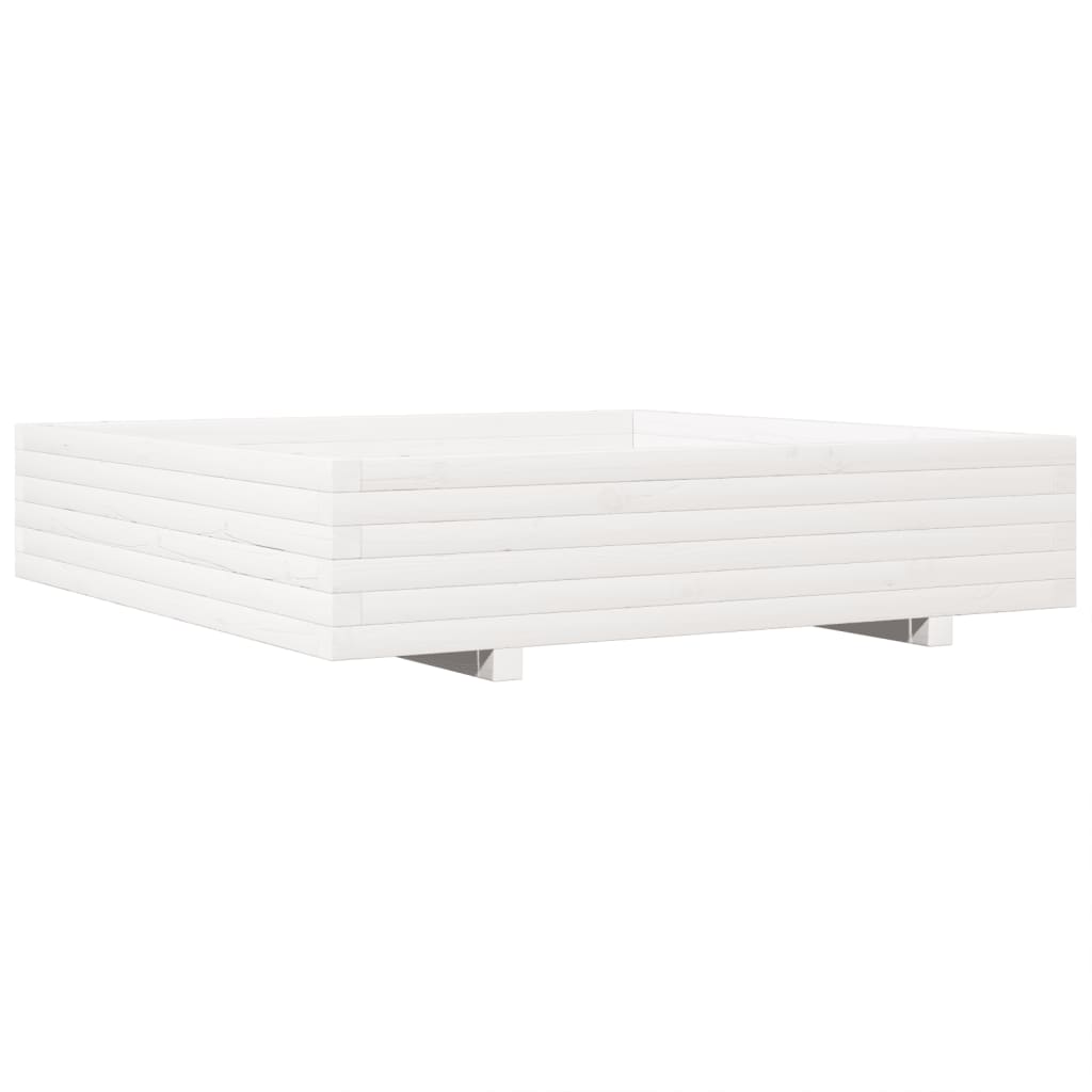 Vidaxl plantenbak 110x110x26,5 cm massief groenhout wit
