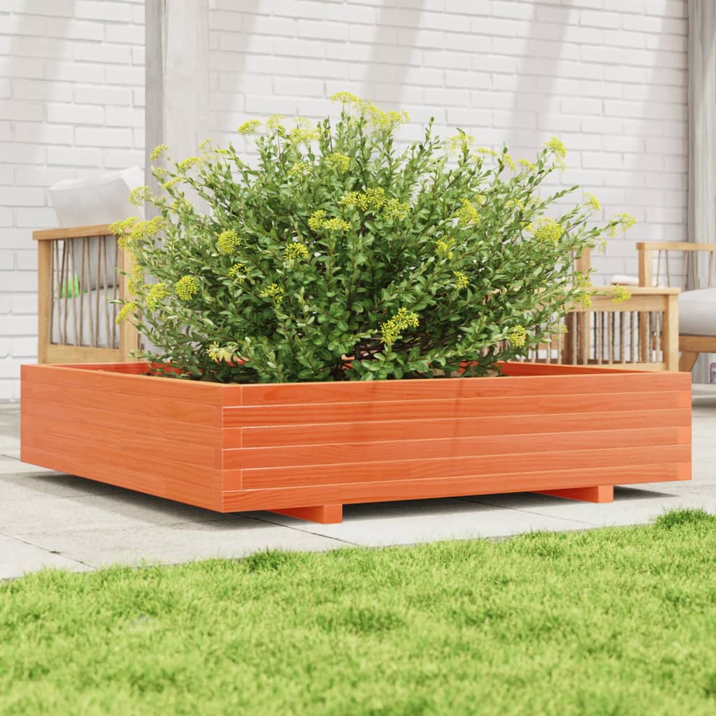 Vidaxl plantenbak 110x110x26,5 cm massief groenenhout wasbruin
