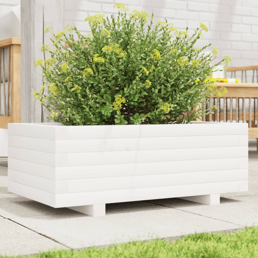 Vidaxl plantenbak 70x40x26,5 cm massief groenhout wit