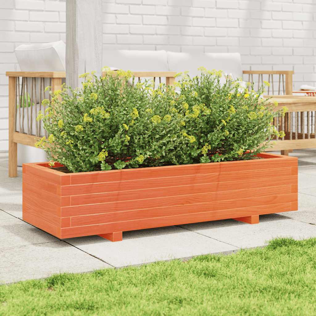 Vidaxl plantenbak 110x40x26,5 cm massief groenhout wasbruin