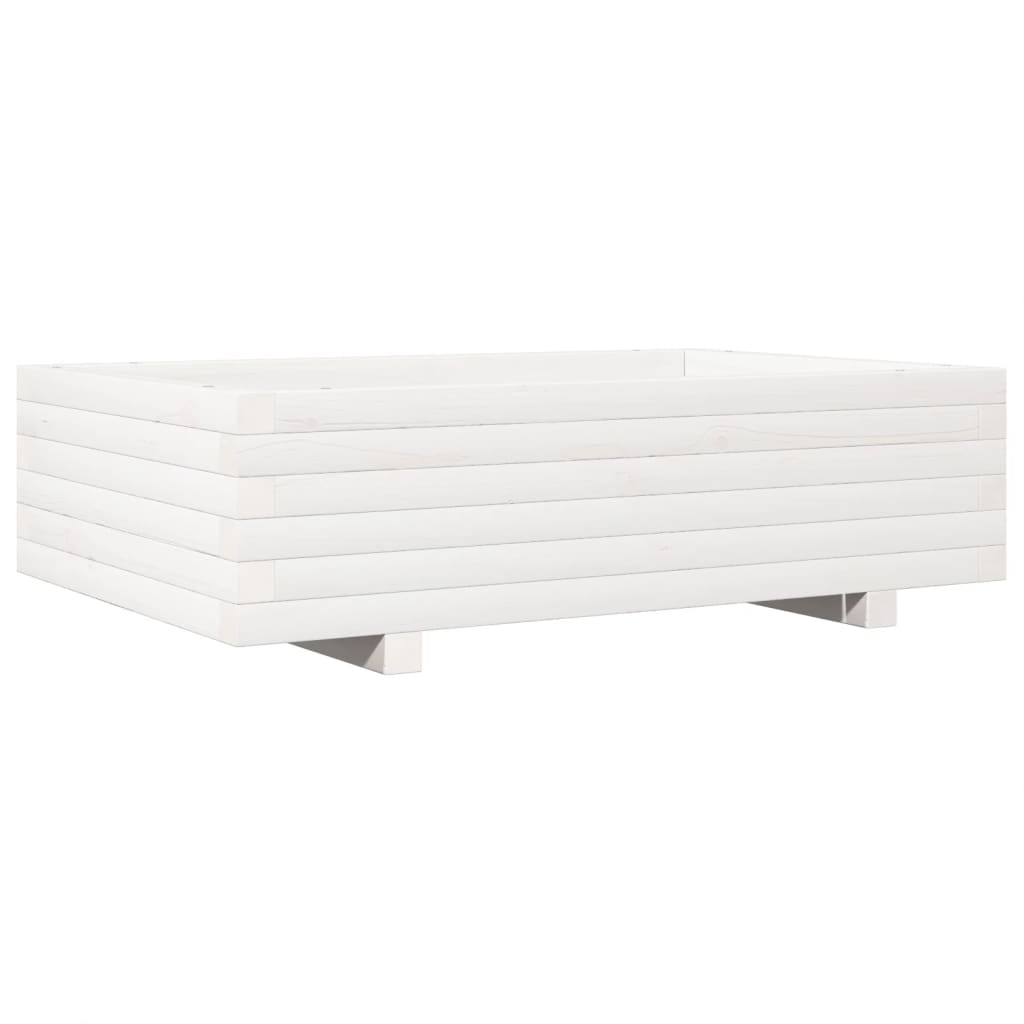 Vidaxl plantenbak 90x60x26,5 cm massief groenhout wit