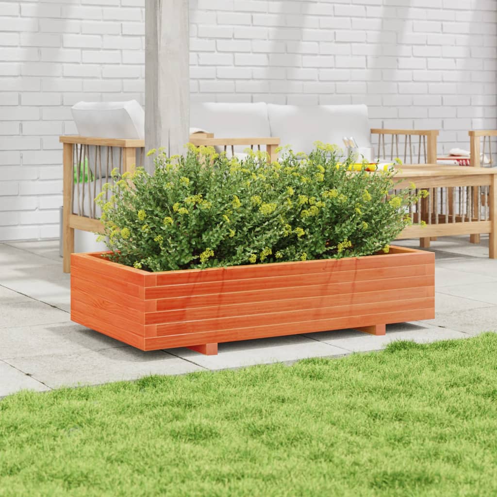 Vidaxl plantenbak 110x60x26,5 cm massief groenhout wasbruin