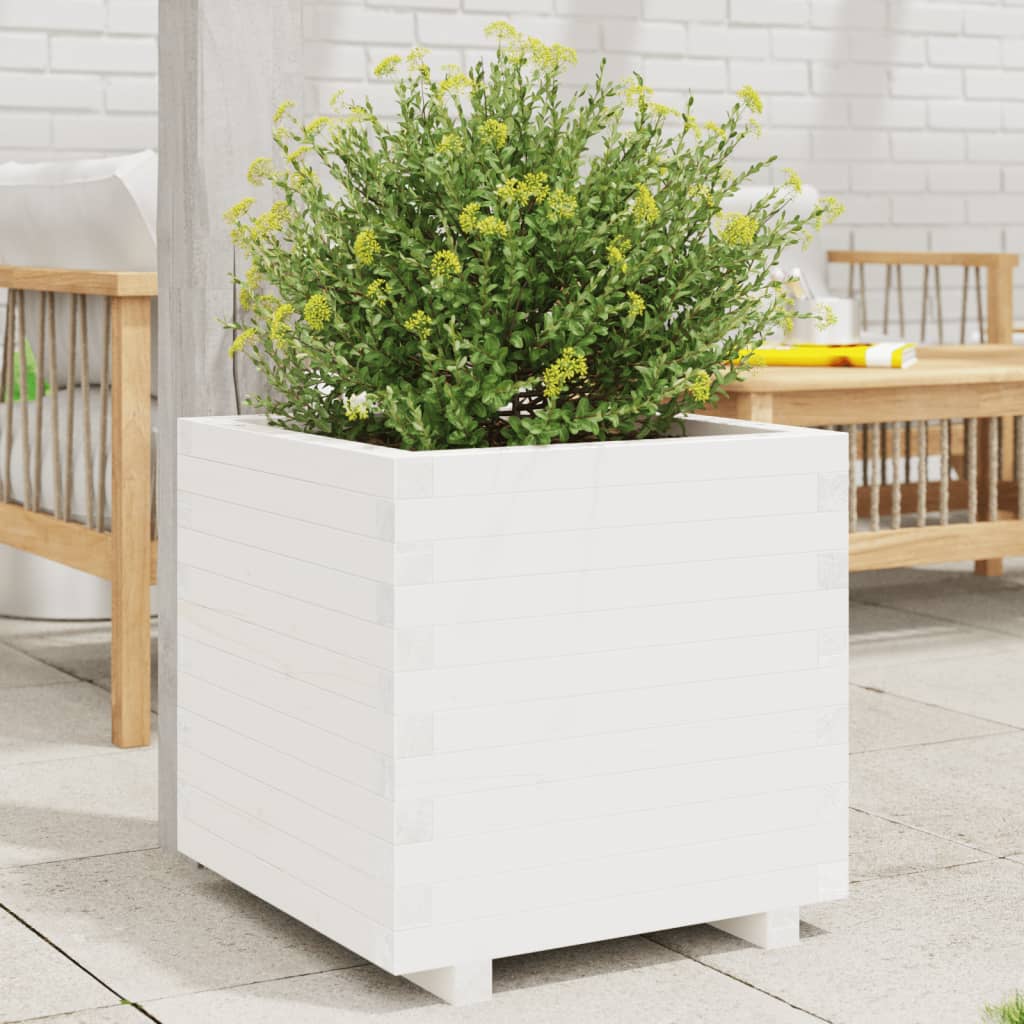 Vidaxl plantenbak 60x60x49,5 cm massief groenhout wit