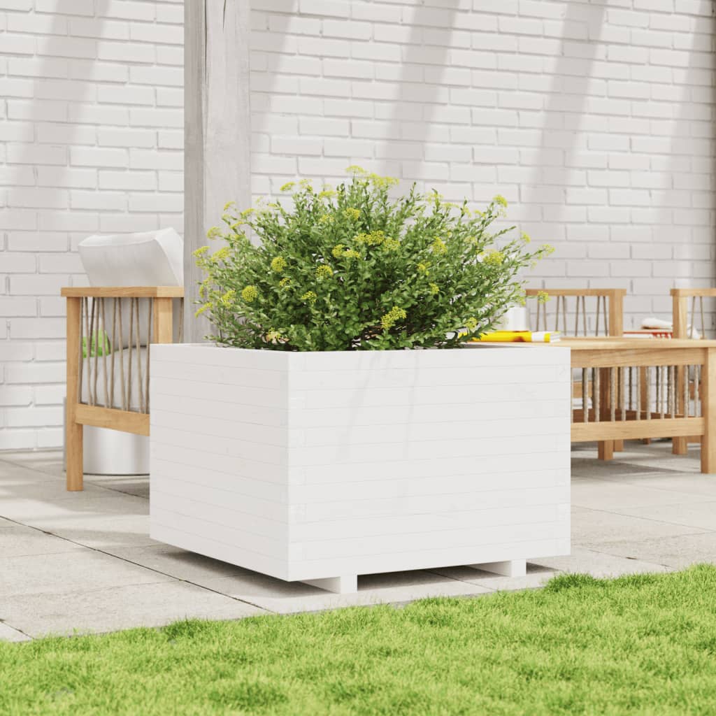 Vidaxl plantenbak 70x70x49,5 cm massief groenhout wit