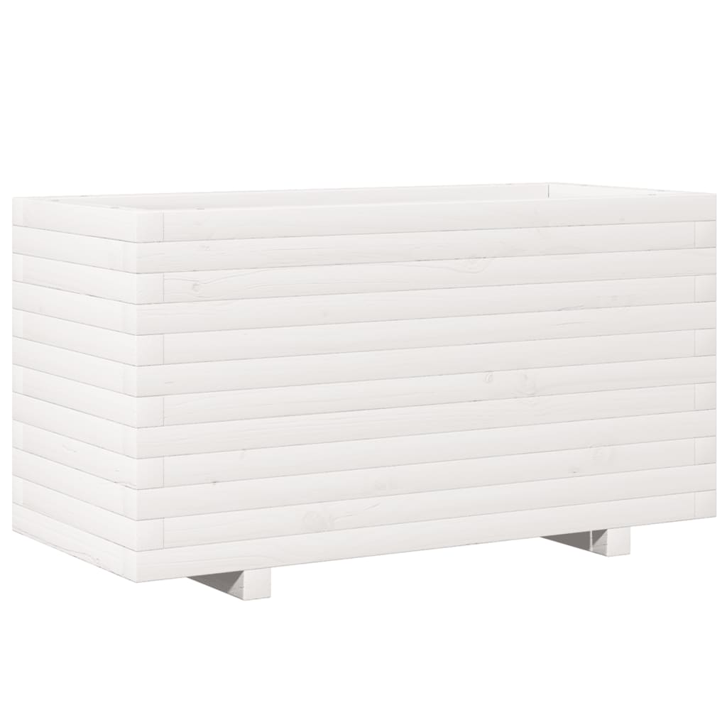 Vidaxl plantenbak 90x40x49,5 cm massief groenhout wit