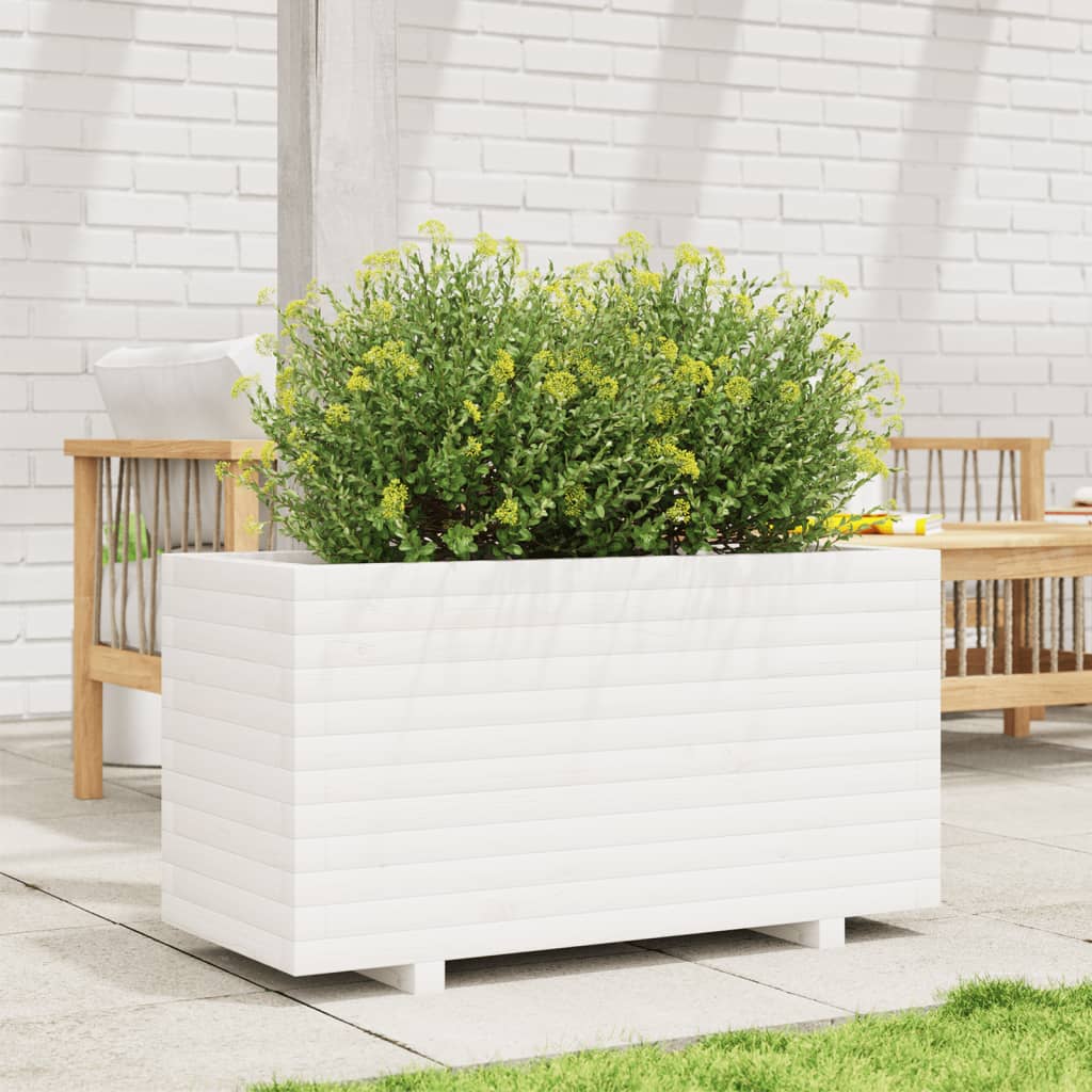 Vidaxl plantenbak 90x40x49,5 cm massief groenhout wit