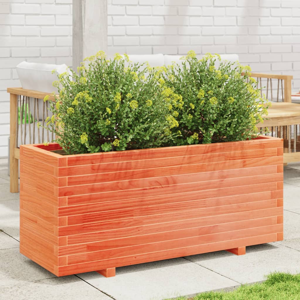 Vidaxl plantenbak 110x40x49,5 cm massief groenhout wasbruin