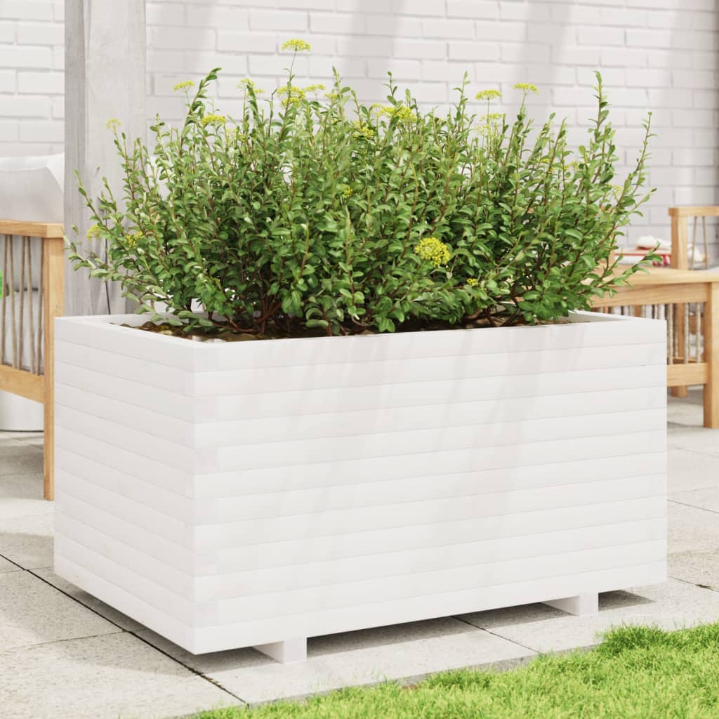 VidaXL Plantenbak 90x60x49,5 cm massief groenhout wit
