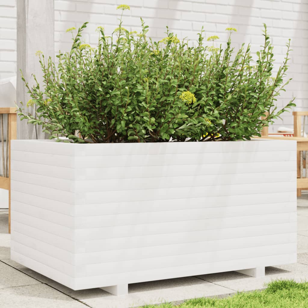 VidaXL Plantenbak 90x60x49,5 cm massief groenhout wit