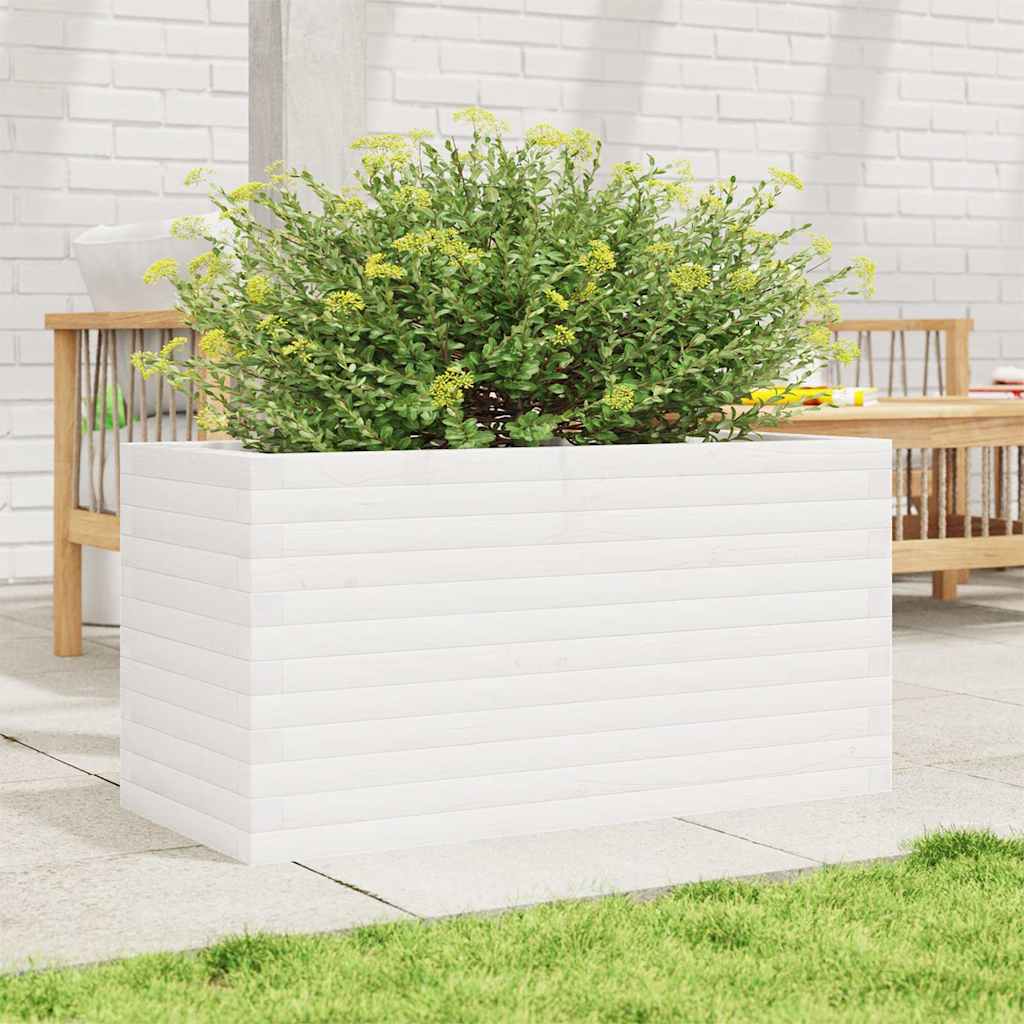 VidaXL Plantenbak 90x40x46 cm massief groenhout wit