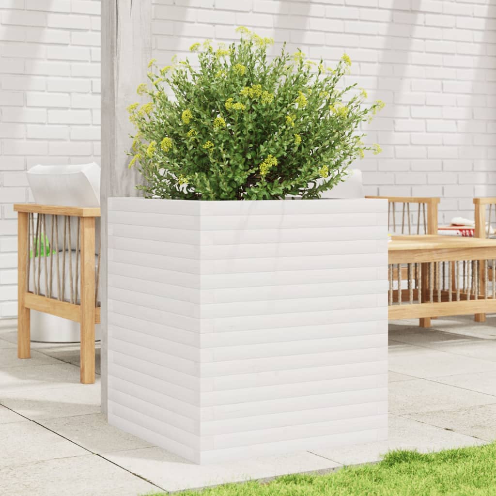 VidaXL Plantenbak 60x60x68,5 cm massief groenhout wit