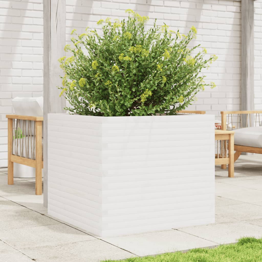 VidaXL Plantenbak 80x80x68,5 cm massief groenhout wit