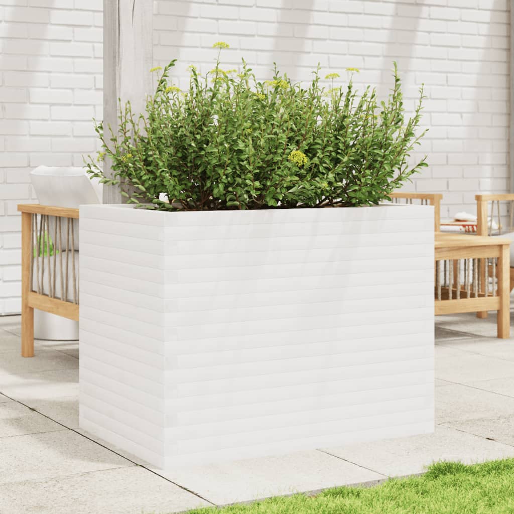 VidaXL Plantenbak 90x60x68,5 cm massief groenhout wit