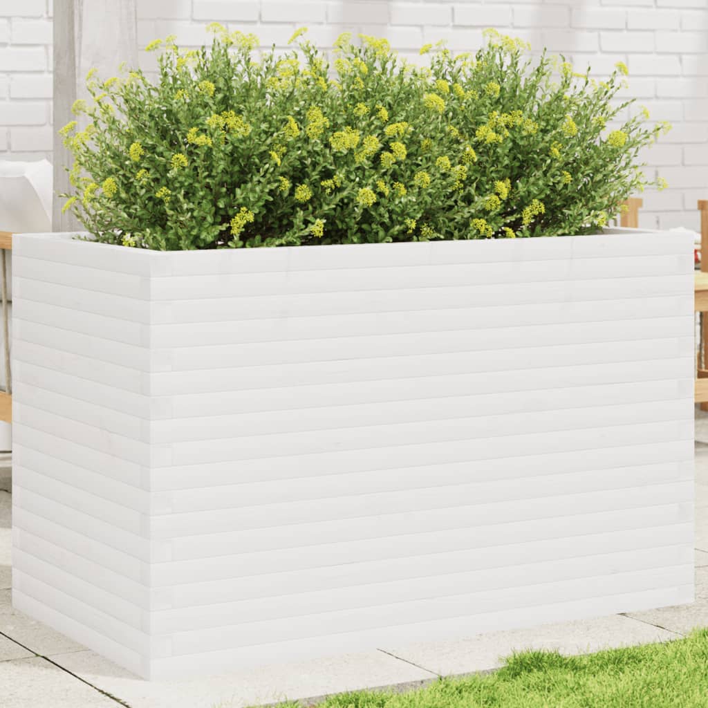 VidaXL Plantenbak 110x60x68,5 cm massief groenhout wit