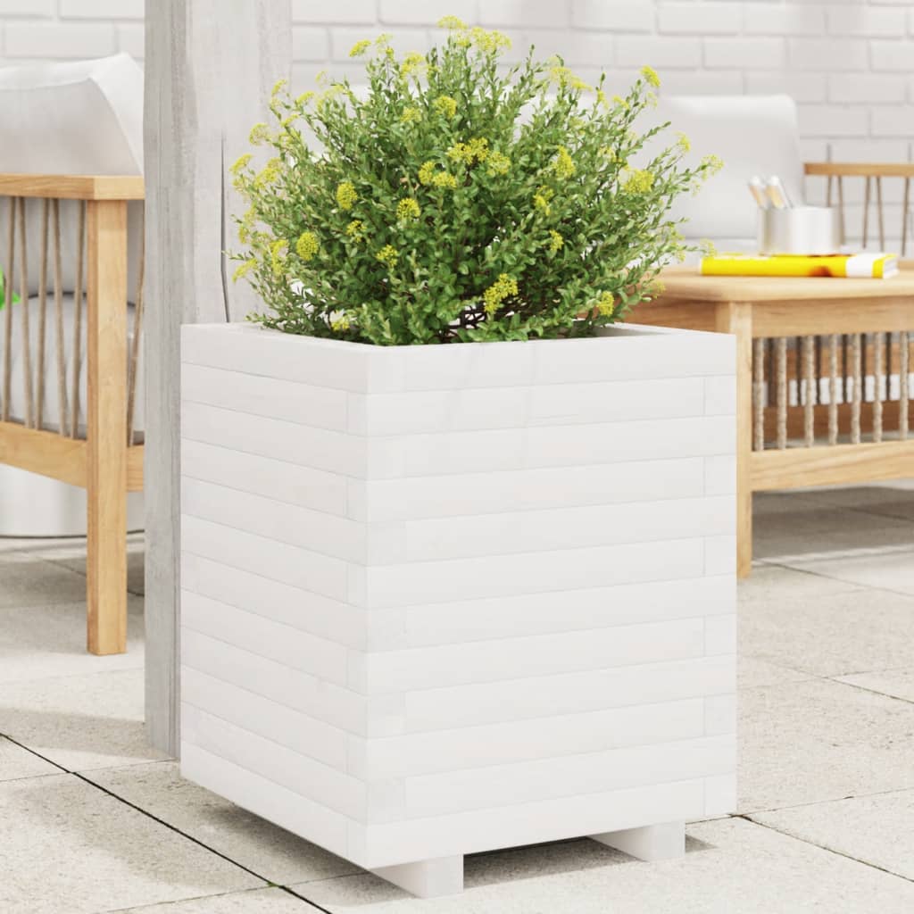 Vidaxl plantenbak 40x40x49,5 cm massief grenenhout wit
