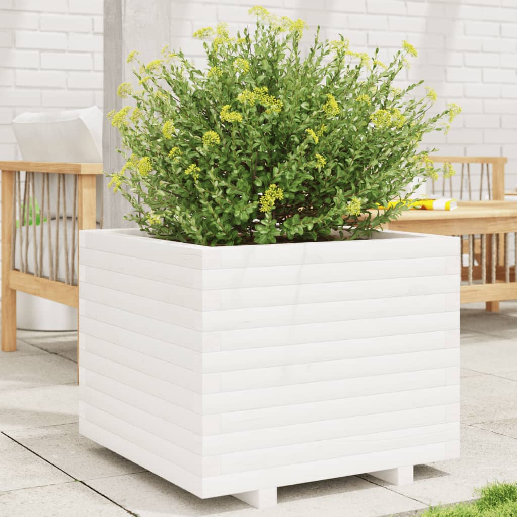 VidaXL Plantenbak 60x60x49,5 cm massief groenhout wit