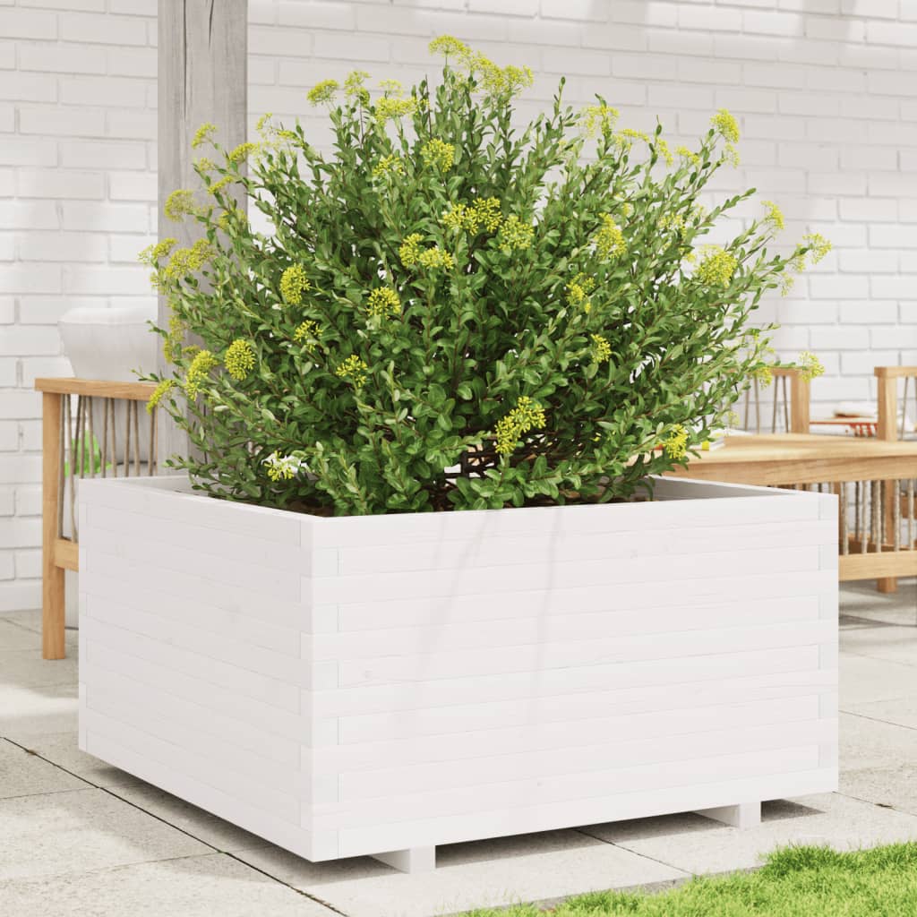 VidaXL Plantenbak 90x90x49,5 cm massief groenhout wit