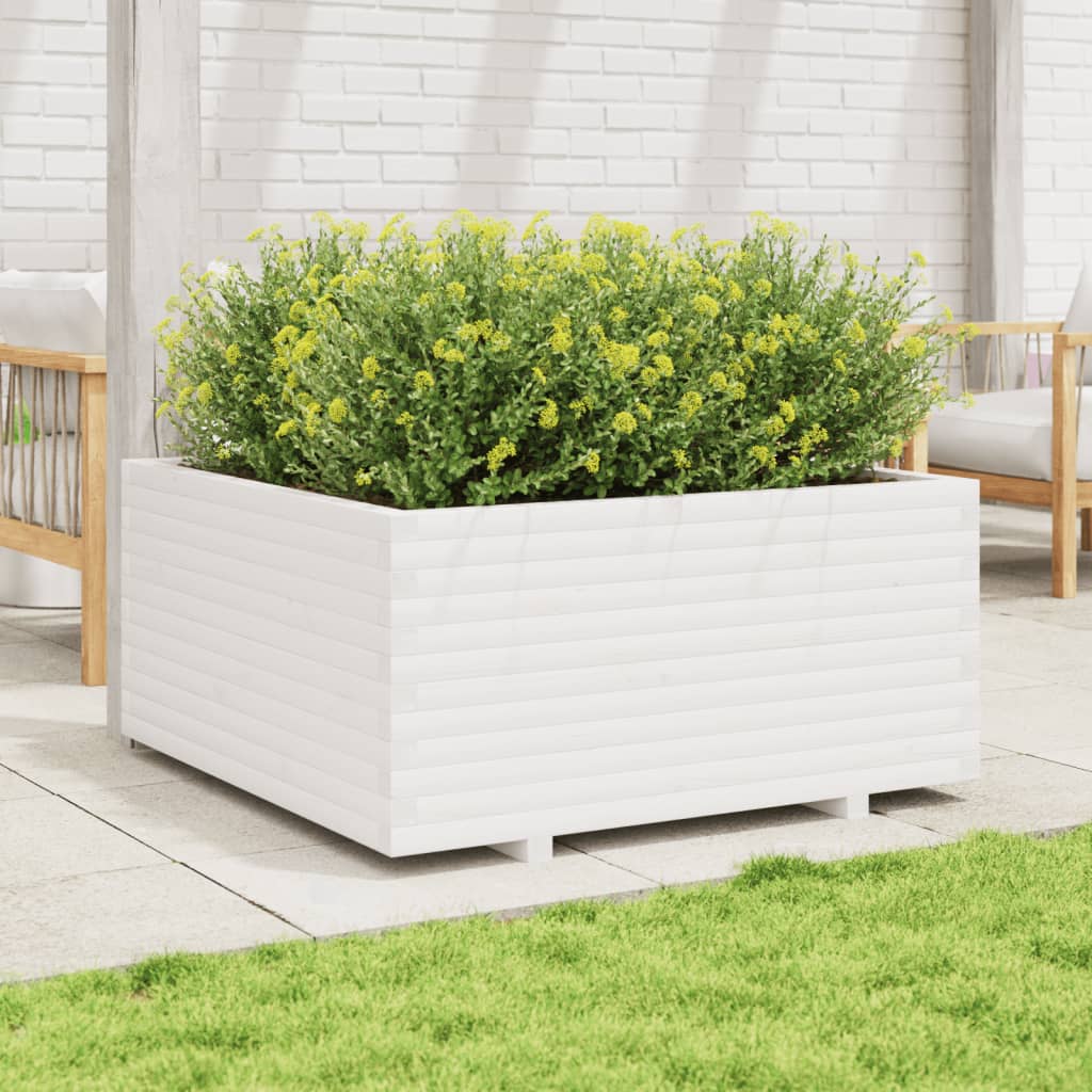 VidaXL Plantenbak 100x100x49,5 cm massief groenhout wit