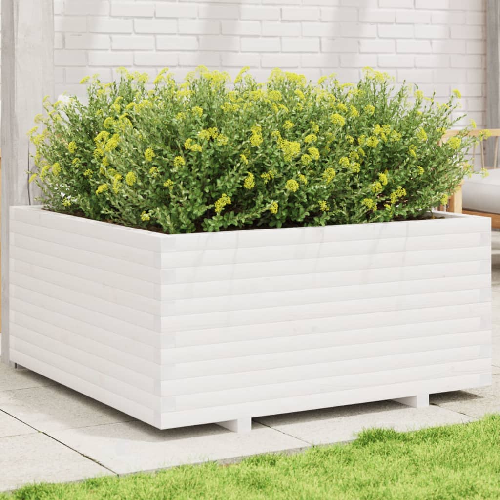VidaXL Plantenbak 100x100x49,5 cm massief groenhout wit